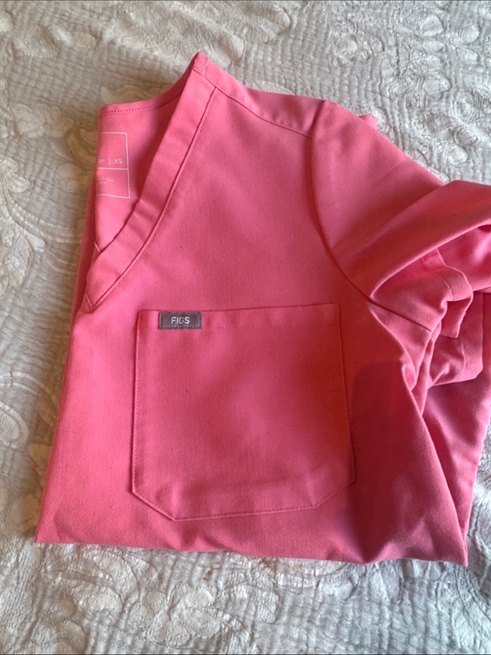 Figs Pink V-Neck Scrub Top